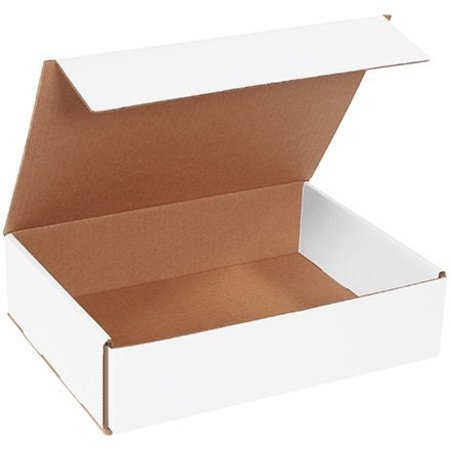 BOX PACKAGING Corrugated Mailers, 12"L x 9"W x 3"H, White MLR1293